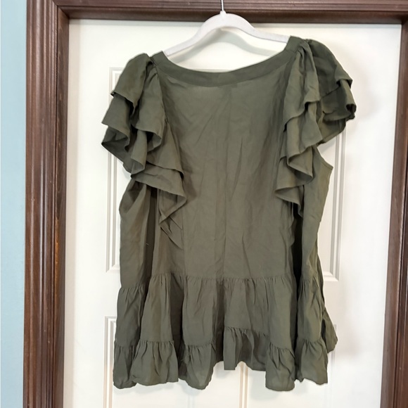 Torrid Dark Green Ruffle Blouse - Picture 2 of 6